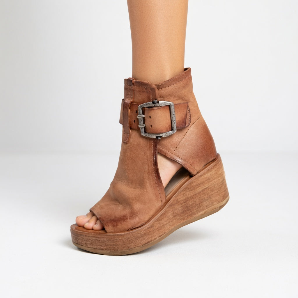 Orélisse - Modern-style open-toe wedge ankle boots