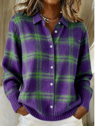 Maria – Soft Hoodie Blouse with Check Pattern
