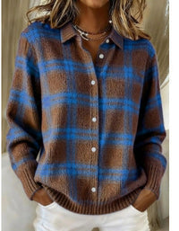Liz – Soft Hoodie Blouse with Check Pattern