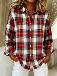 Mira – Classic Checked Hoodie Blouse