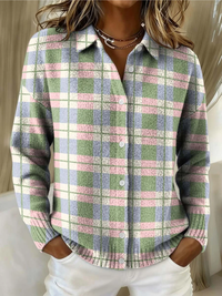 Lena – Checked Hoodie Blouse in Fresh Pastel Colors