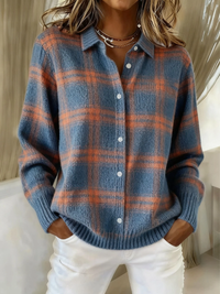 Mira – Soft Hoodie Blouse with Check Pattern