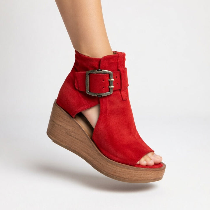 Orélisse - Modern-style open-toe wedge ankle boots