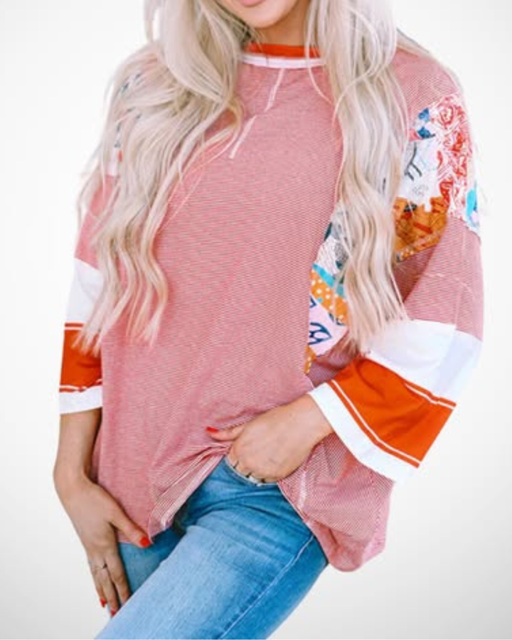 BAILEY – Lightweight Patchwork Batwing Top