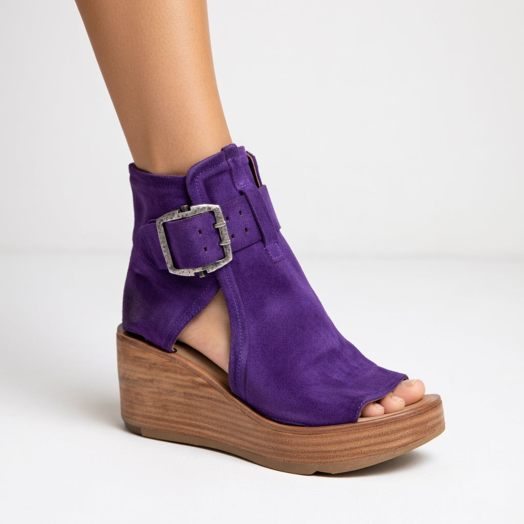 Orélisse - Modern-style open-toe wedge ankle boots
