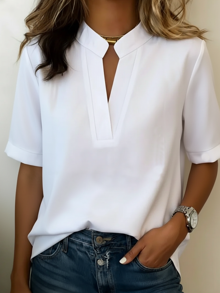 Jenny | Chic Blouse with a V-Neck and Gold Accents