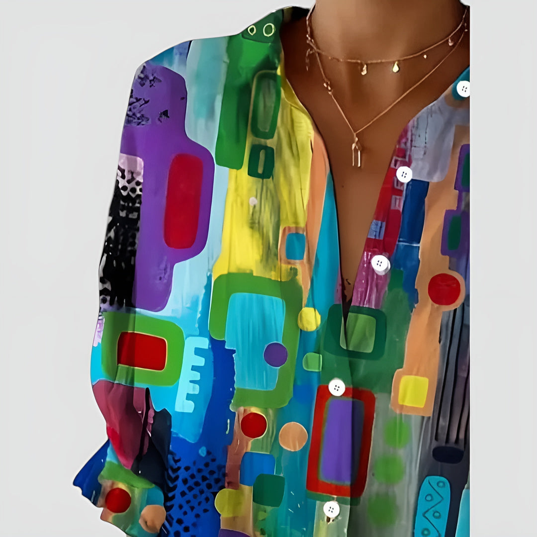 Ava blouse with geometric pattern