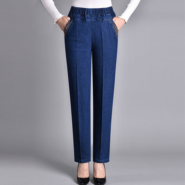 Laluna | Women's jeans with side pockets and elastic waist