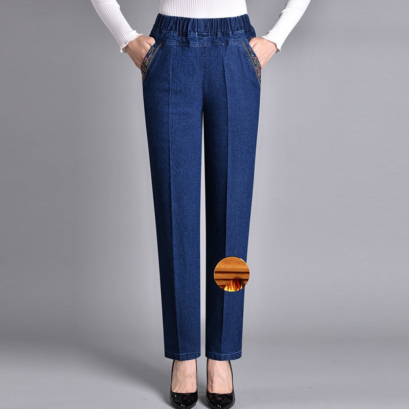 Laluna | Women's jeans with side pockets and elastic waist