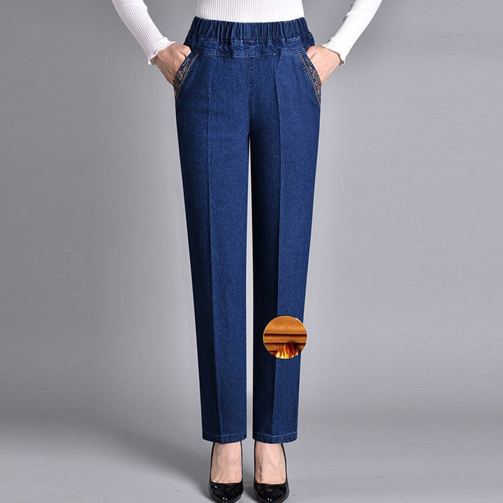 Laluna | Women's jeans with side pockets and elastic waist