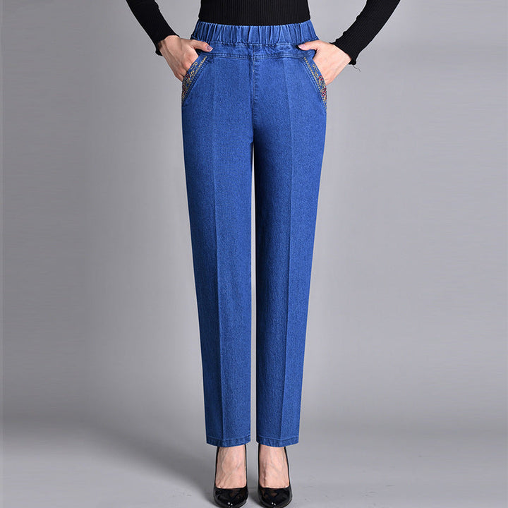Laluna | Women's jeans with side pockets and elastic waist