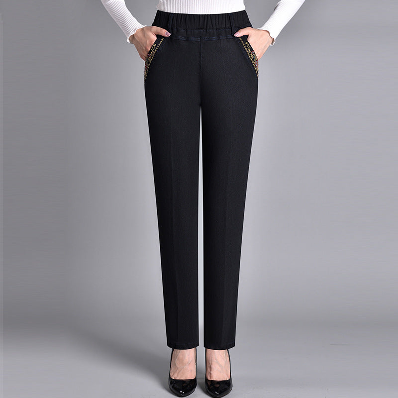 Laluna | Women's jeans with side pockets and elastic waist
