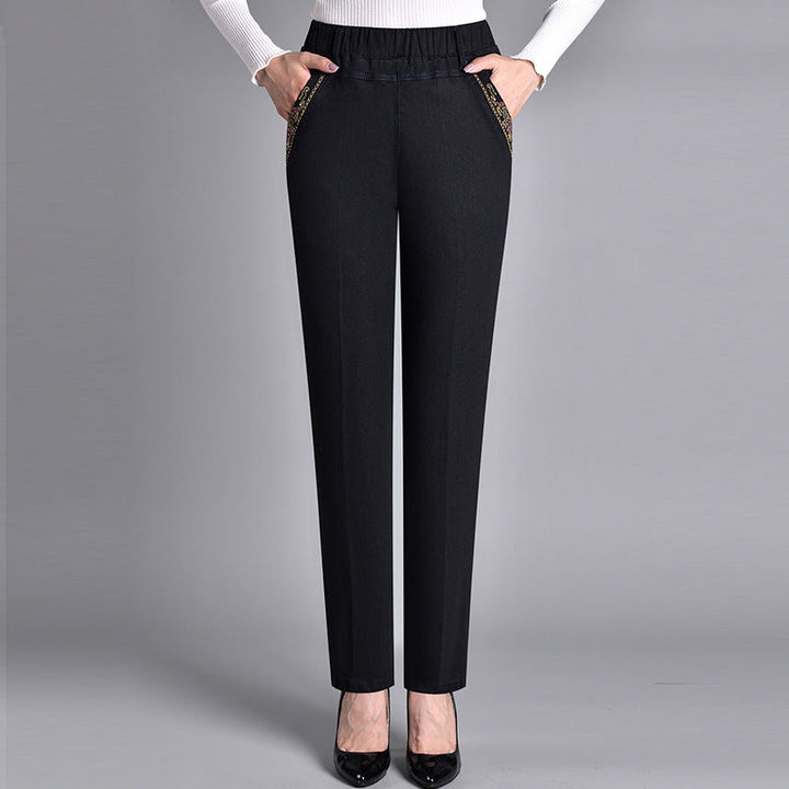 Laluna | Women's jeans with side pockets and elastic waist