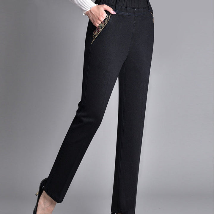 Laluna | Women's jeans with side pockets and elastic waist